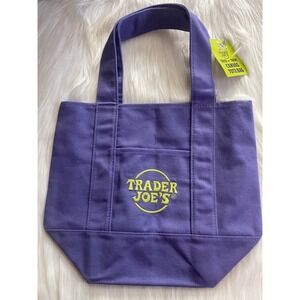 Trader Joe's Mini Halloween Purple Canvas Tote Bag New